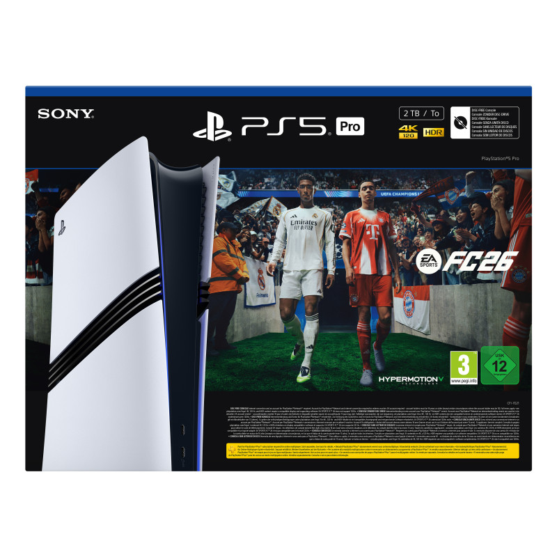 console sony playstation 5 pro e-chassis fc26 bianco nero [ps5