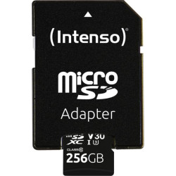 256gb scheda microsdxc intenso c10 uhs-i v30 + adattatore nero