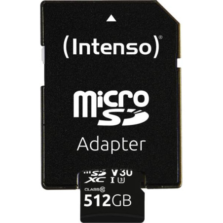 512gb scheda microsdxc intenso c10 uhs-i v30 + adattatore nero