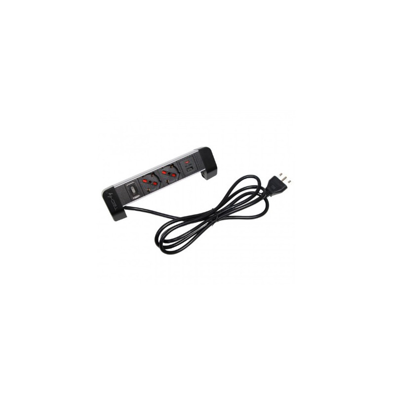 multipresa da tavolo techly i-case strip-dk2uac 2 prese italiane
