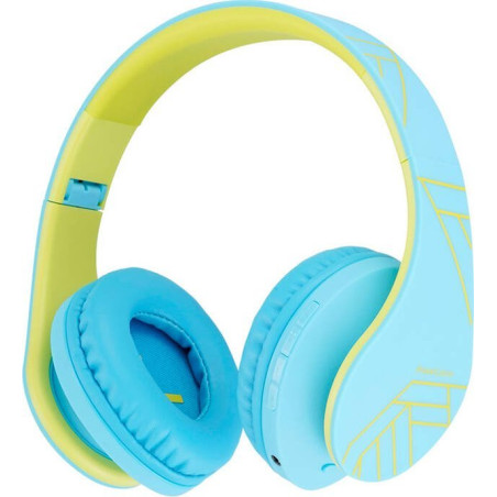 cuffie per bambini powerlocus p2 kids bluetooth 3.5mm blu/verde [pwl-p2kids-blueg]