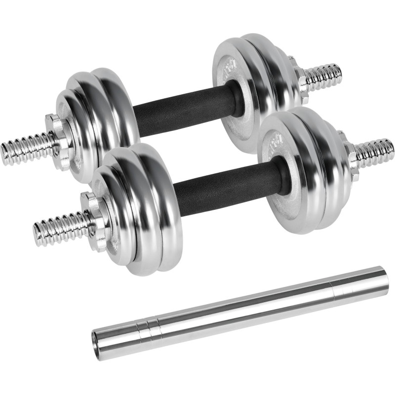 manubri real active in ghisa cromati e regolabili in una custodia