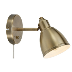 lampada da parete led markslojd story e14 ip20 230v 40w ottone anticato