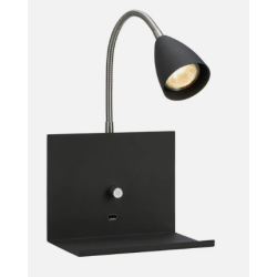 applique da comodino markslojd logi usb gu10 nero [107141]