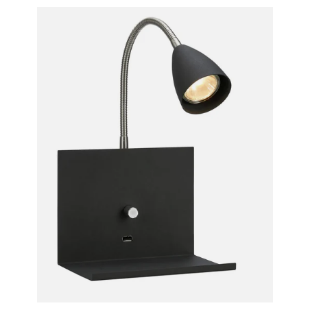 applique da comodino markslojd logi usb gu10 nero [107141]