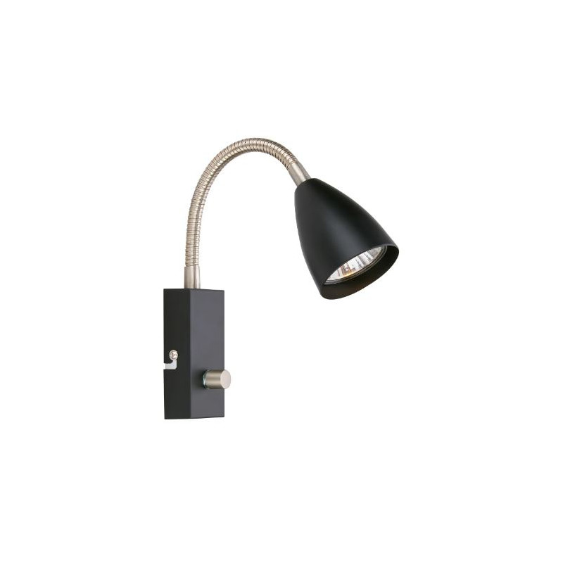 applique da parete markslojd ciro flessibile gu10 7w ip20 nero [107409]