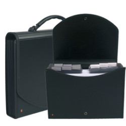 Classificatore esacompta 13 tasche 33x26cm in ppl nero [55934e]