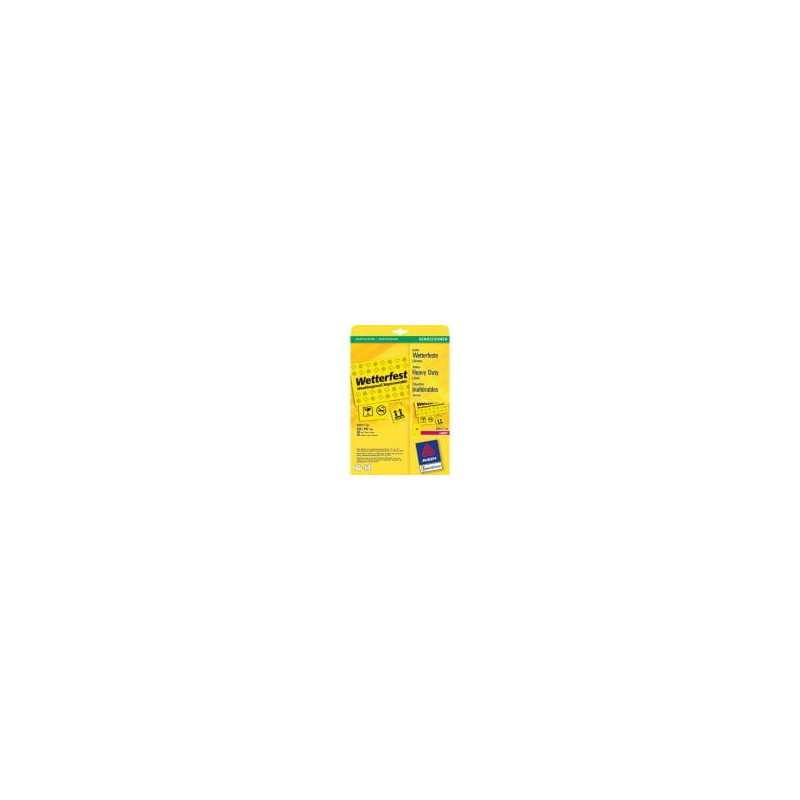 Etichette in poliestere avery l6111-20 fogli giallo fluo 210x297mm