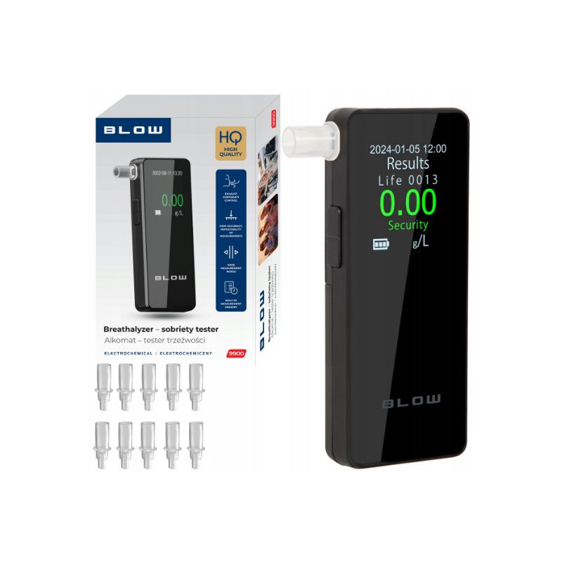 etilometro blow 9900 a batteria tft 1.7'' 0-1.9g/l nero