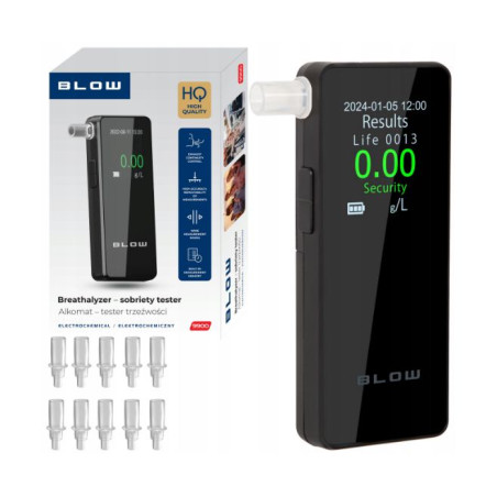 etilometro blow 9900 a batteria tft 1.7'' 0-1.9g/l nero