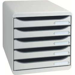 Cassettiera da scrivania exacompta 5 cassetti big box plus grigio