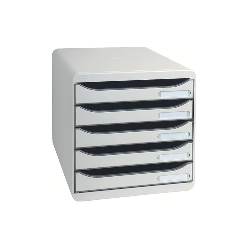 Cassettiera da scrivania exacompta 5 cassetti big box plus grigio
