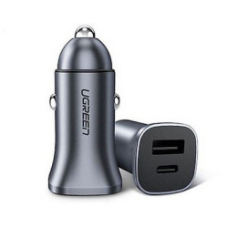 alimentatore da auto ugreen usb tipo c 24w grigio [72166]