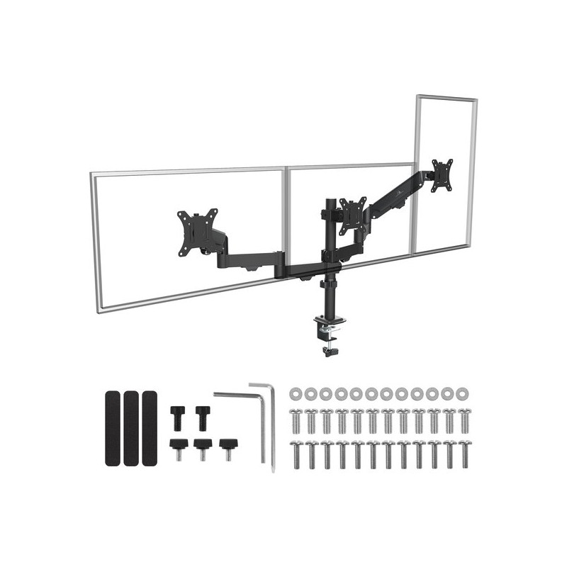 supporto monitor maclean mc-137 da tavolo per 3 schermi 17-27''