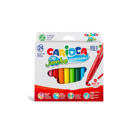scatola 24 pennarelli jumbo lavabili colori assortiti carioca [40570]