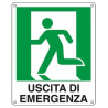 cartello alluminio 25x31cm 'uscita di emergenza a sx' [e20105x]