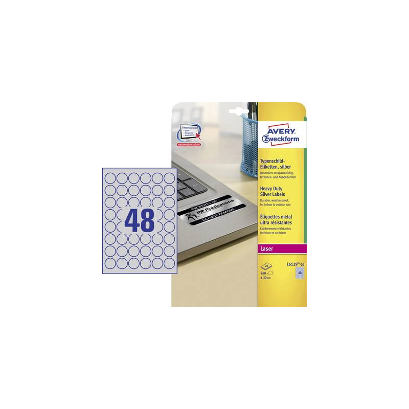 avery-zweckform l6129-20 etichette Ø 30 mm pellicola in poliestere