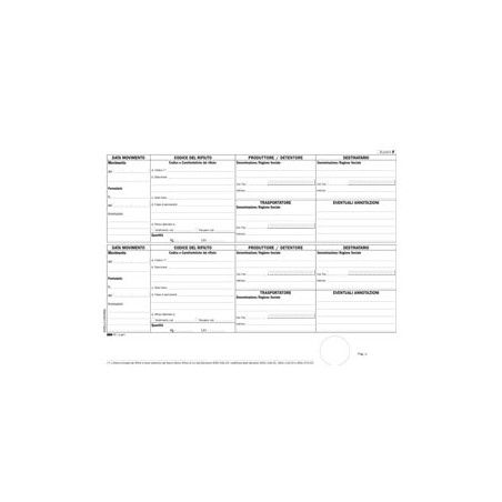 Blocco carico/scarico rifiuti non detentori edipro (mod. b) 100 pagine