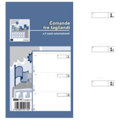 Blocco comande a 3 tagliandi edipro 25/25 fogli autoricopianti 17x9,9