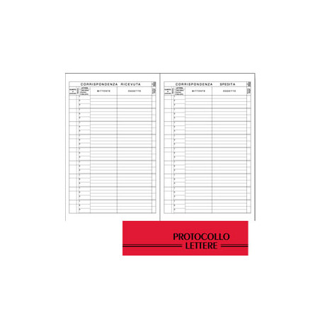 Registro protocollo lettere ricevute/spedite bm 21x31cm 100 fogli
