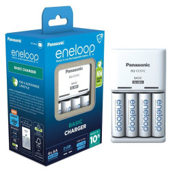 caricabatterie panasonic eneloop bqcc51 + aa 4pz ni-mh 2000mah