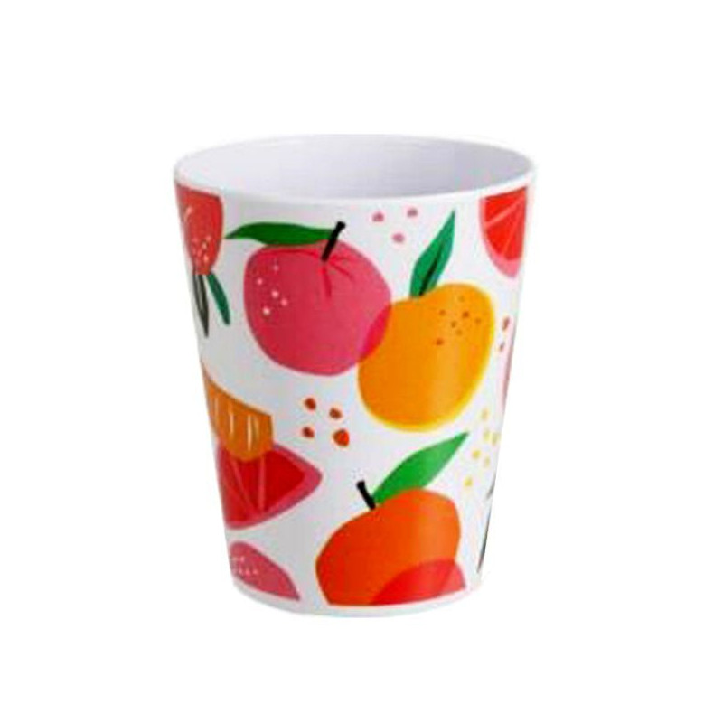 bicchiere koopman melamina acqua agrumi 8xh10cm 350ml verde/giallo/bianco/rosa