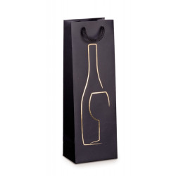 borsa rex per bottiglia in carta kraf tinta unita nero [sdhot12 174d]