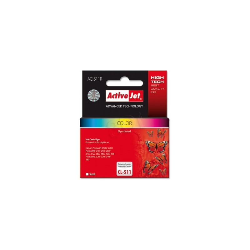 Cartuccia activejet ac-511r compatibile per canon cl-511