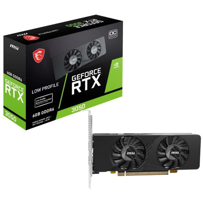 scheda video nvidia msi geforce rtx 3050 6gb gddr6 96bit nero [rtx3050lpe6goc]