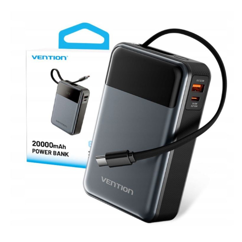 batteria portatile vention powerbank 20000mah 65w nero [fhyb0]