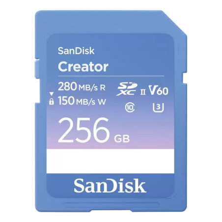 256gb scheda di memoria sd sandisk creator blu