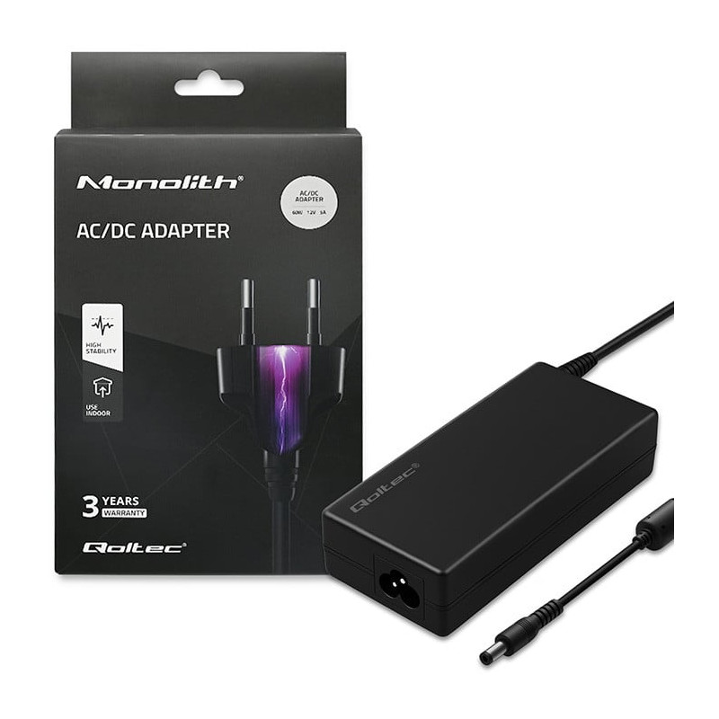 alimentatore notebook qoltec 50799 60w 12v 5a con cavo nero [azqolzu00050799]