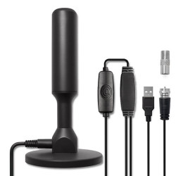 antenna tv dvb-t2 qoltec da interno con amplificatore di segnale