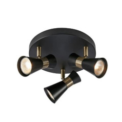 plafoniera markslojd folie 3xgu10 7w ip20 nero e ottone anticato