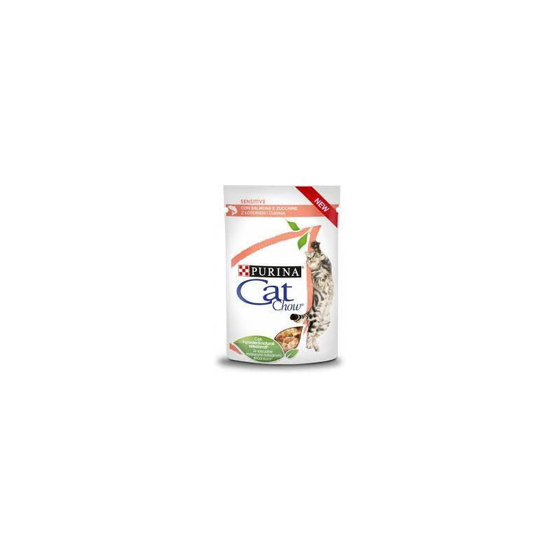 cibo umido per gatti purina cat chow sensitive adult con salmone