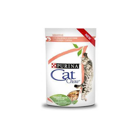 cibo umido per gatti purina cat chow sensitive adult con salmone