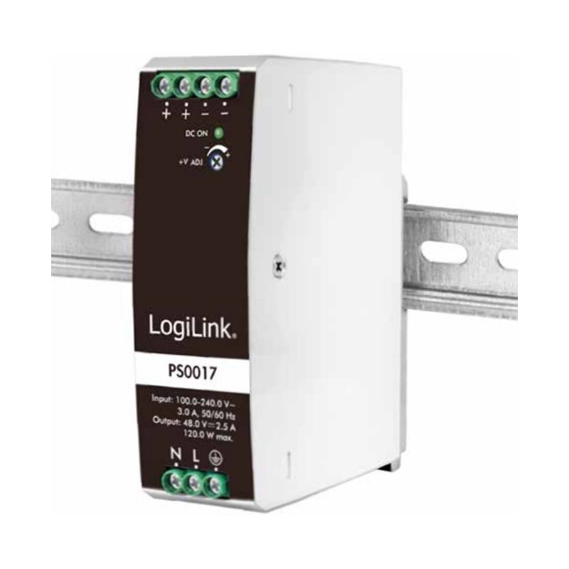 alimentatore per guida logilink ps0017 48v 2.5a 120w [ipw-din-dc48120w]