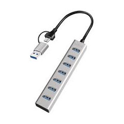 hub usb logilink usb 3.2 7 porte usb-a argento