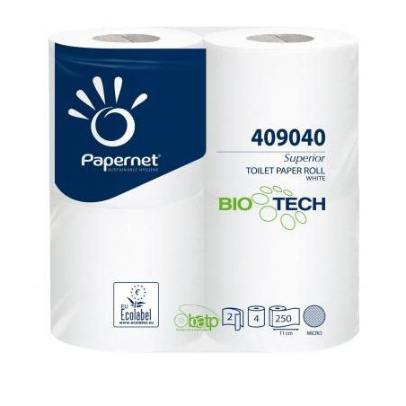 Pacco 4rt carta igienica 2veli classica 27,5mt 250 strappi biotech