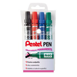 Astuccio marcatore pentel pen n60 4 colori p.scalpello [0050504]
