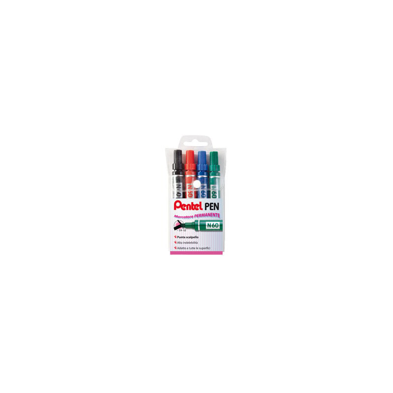 Astuccio marcatore pentel pen n60 4 colori p.scalpello [0050504]