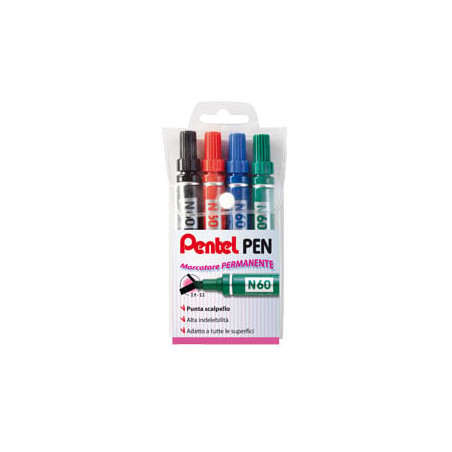 Astuccio marcatore pentel pen n60 4 colori p.scalpello [0050504]