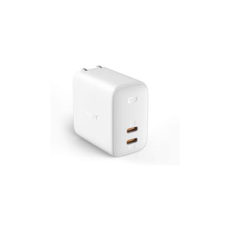 alimentatore da rete aukey pa-b4 2 porte tipo-c 65w bianco