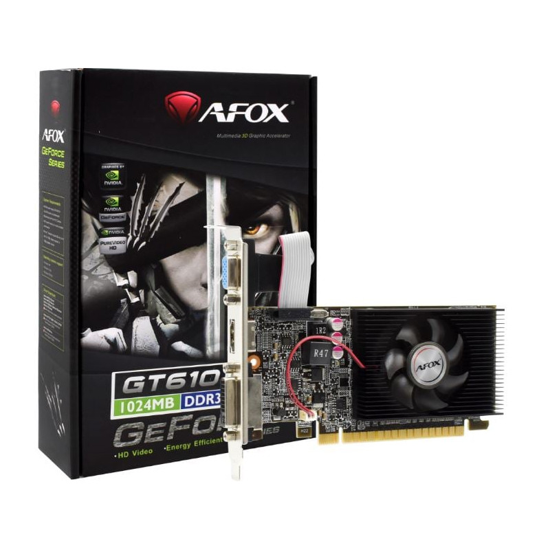 scheda video nvidia afox geforce gt610 1gb ddr3 64bit dvi hdmi vga