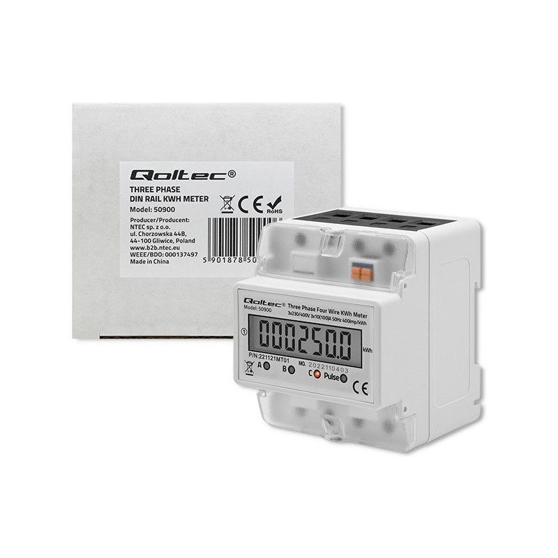 contatore corrente trifase qoltec 30a grigio [quqolme00050900]