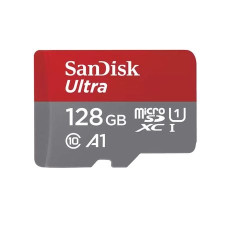 128gb scheda sd sandisk ultra microsdxc classe 10 grigio/rosso [sdsquab-128g-gn6fa]