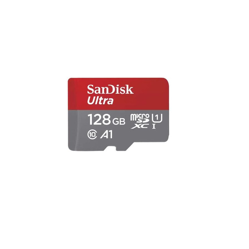 128gb scheda sd sandisk ultra microsdxc classe 10 grigio/rosso [sdsquab-128g-gn6fa]