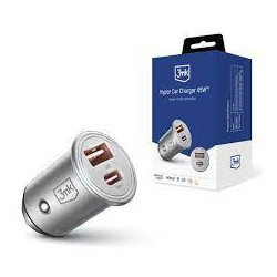 caricabatterie per auto 3mk hyper da 45w argento [5903108527231]