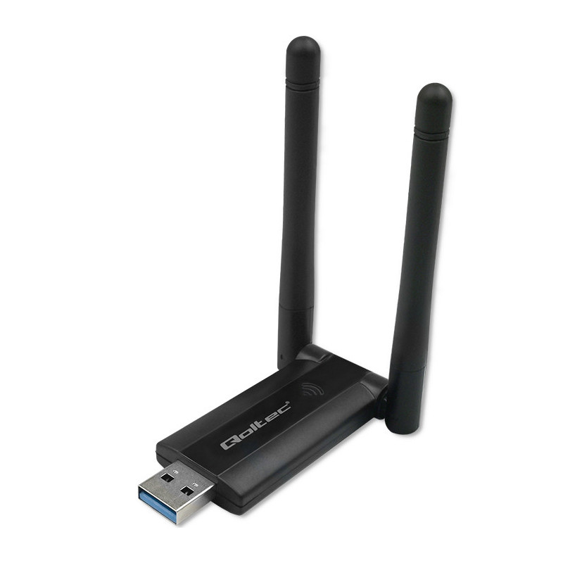 adattatore qoltec wireless/dual wi-fi 2x2dbi/usb 3.0/1200mbps/nero/1pz