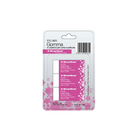 Blister 3 gomme bianche per matita starline [stl1801]